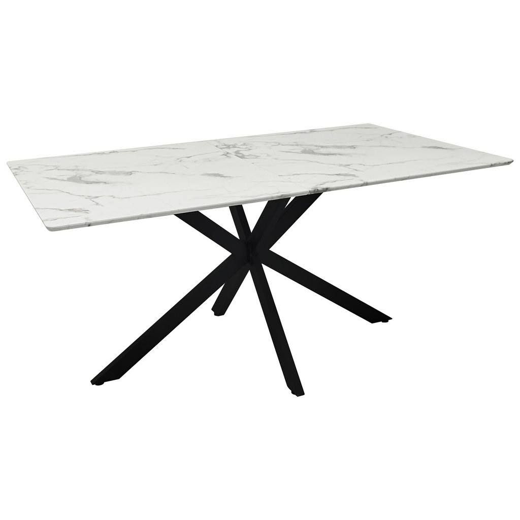 Mid.you Esstisch Marmoroptik Schwarz Weiß Metall Holzwerkstoff