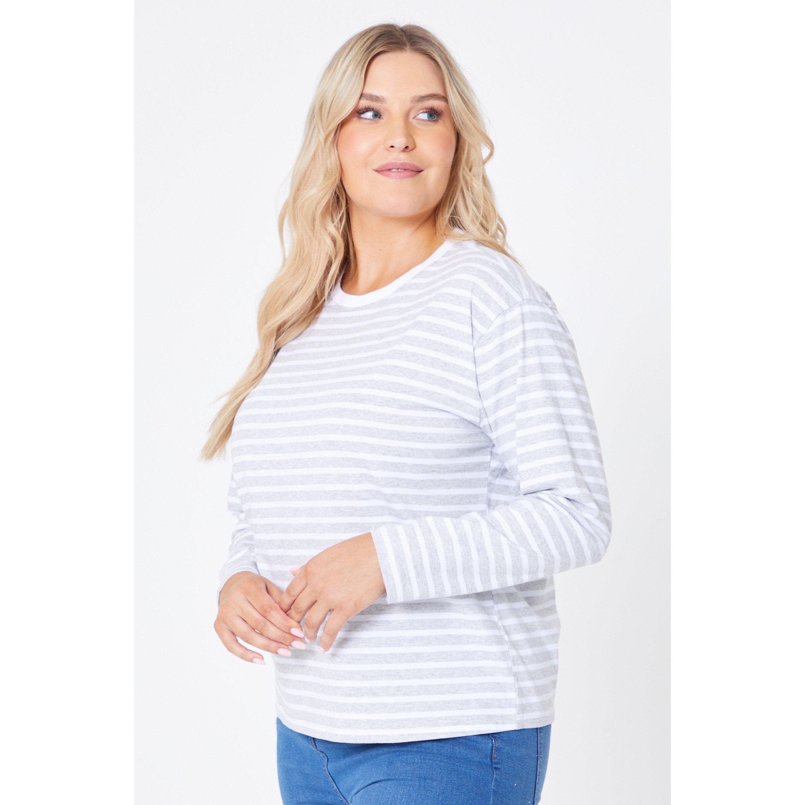Be You Ladies Long Sleeve Stripe T Shirt
