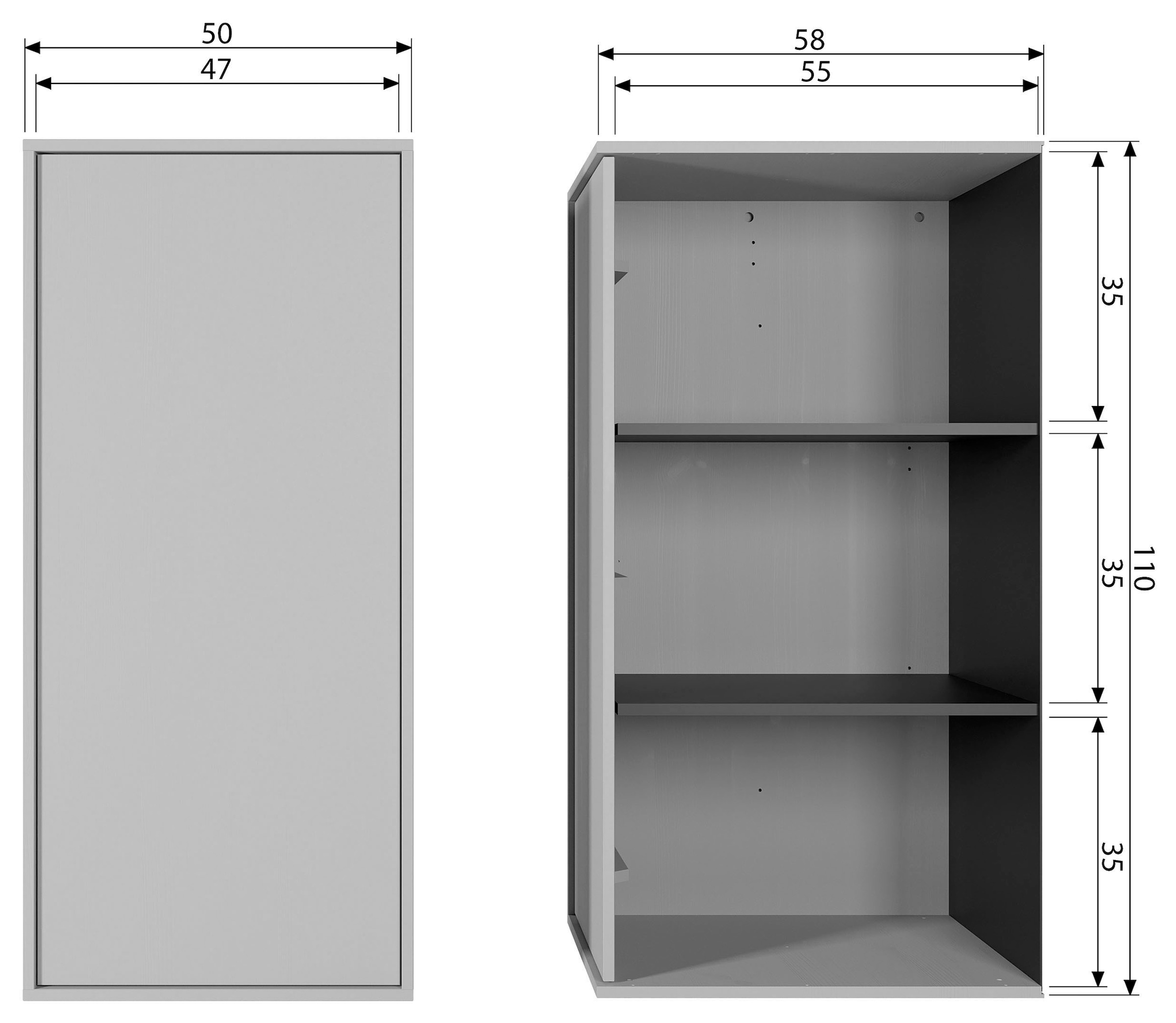 WOOOD Highboard »Daily Hochkommode« Kommode mit Push-to-Open Funktion, Höhe 110 cm, Breite 50 cm