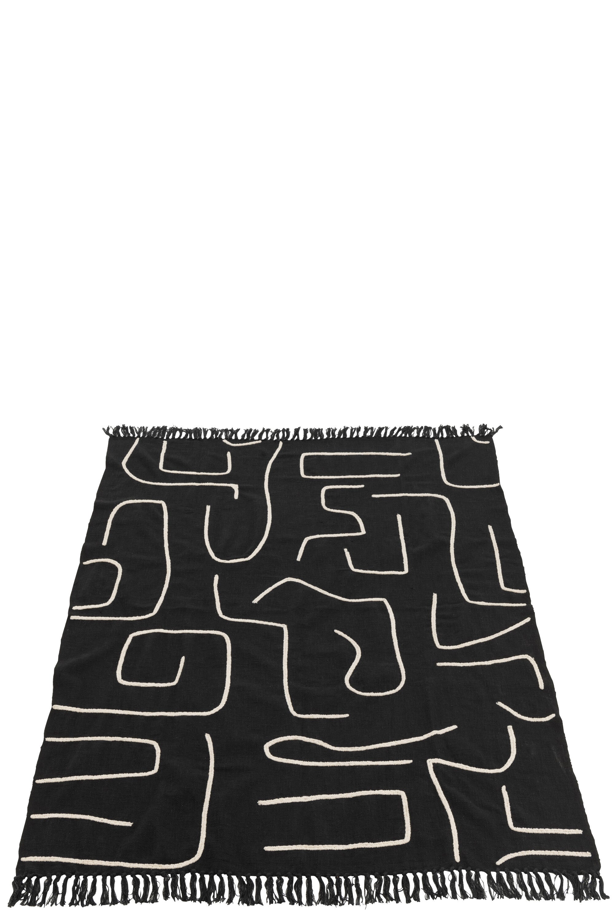 J-Line plaid Strepen|Bogen - katoen - zwart|wit - 180 x 130 cm