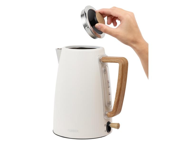 FURBER Wasserkocher Hepburn 1.7 l, Beige Wasserkocher mit 360°-Sockel mit Kabelaufwicklung