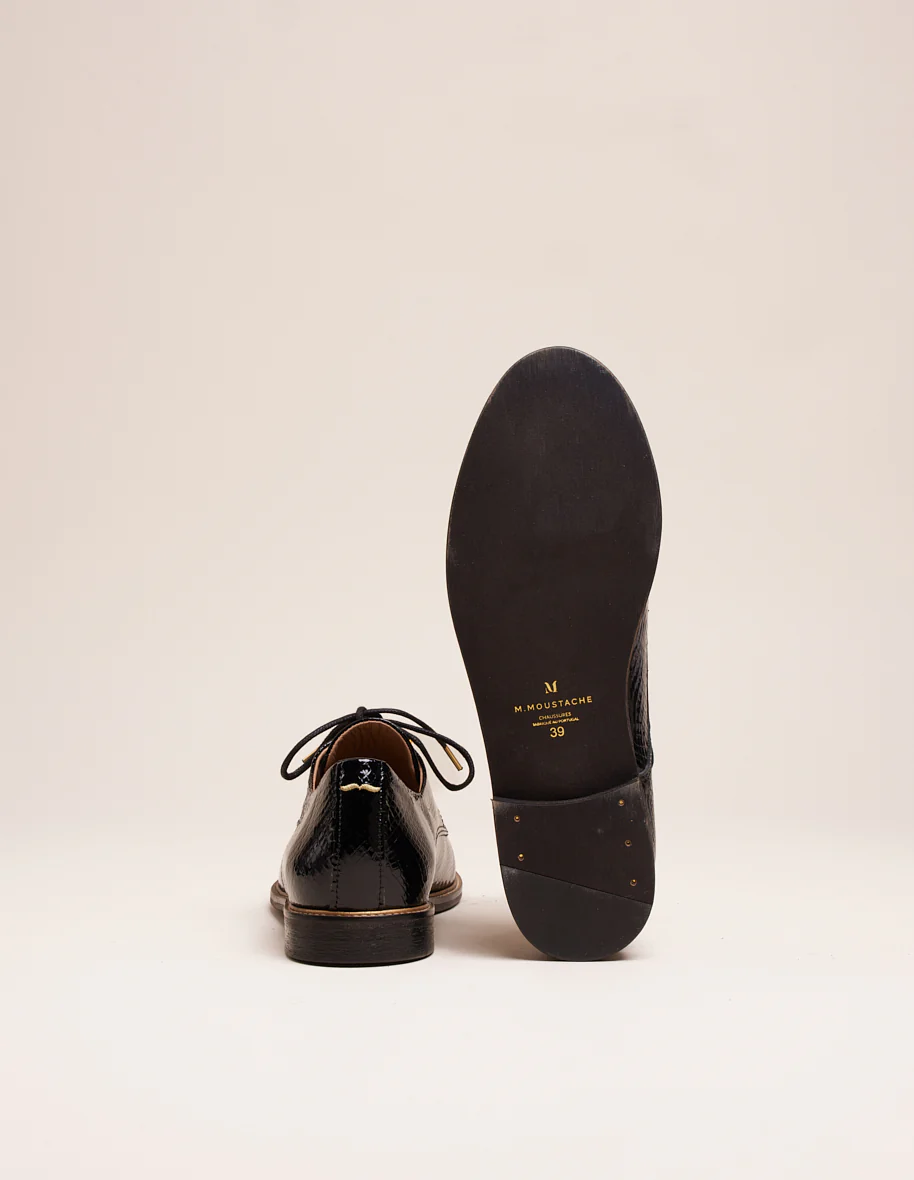 Derbies Denise - Cuir python verni noir
