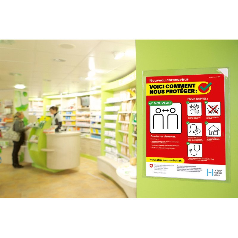 Pochette adhésive A4 Kang Easy Clic antimicrobienne Djois by Tarifold - Paquet de 5