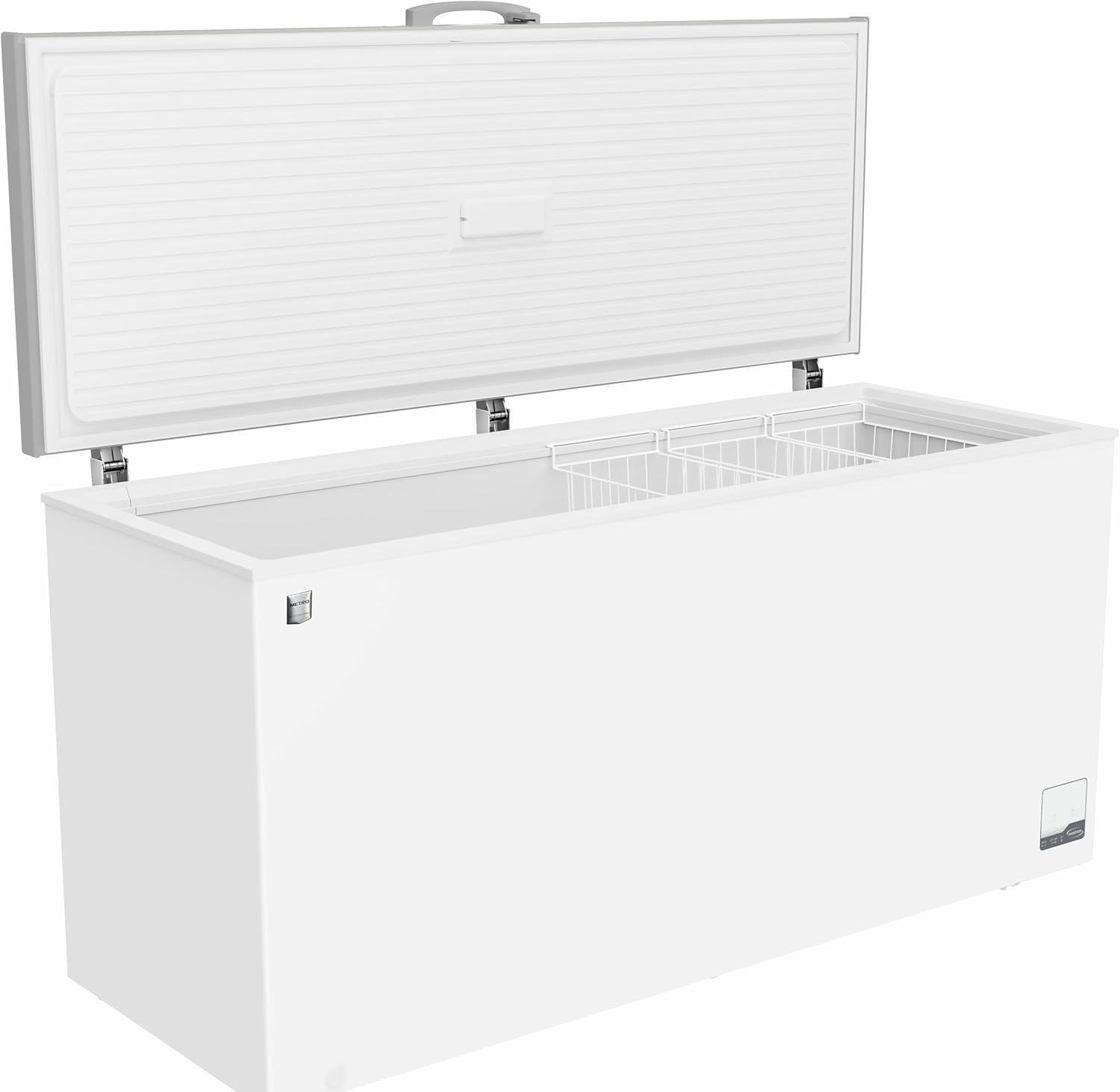 METRO Professional Gefriertruhe GHF2700S, 700 L, 125 W, Tiefkühltruhe, 3 Ablagekörbe, Türschloss, Temperaturalarm, Rollen, Weiß