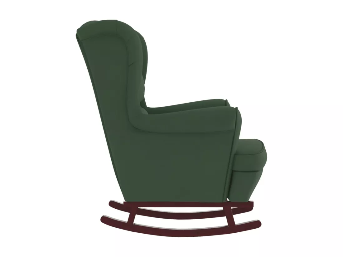 Fauteuil à bascule et pieds en bois d'hévéa Vert foncé Velours