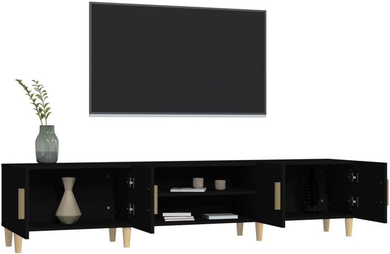 vidaXL - Tv-meubel - Zwart - Bewerkte Hout - 180x31,5x40 cm