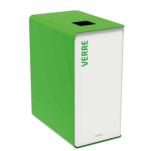 ROSSIGNOL Borne de tri selectif 90 L sans serrure - support sac - cubatri - tri verre - blanc / vert jaune
