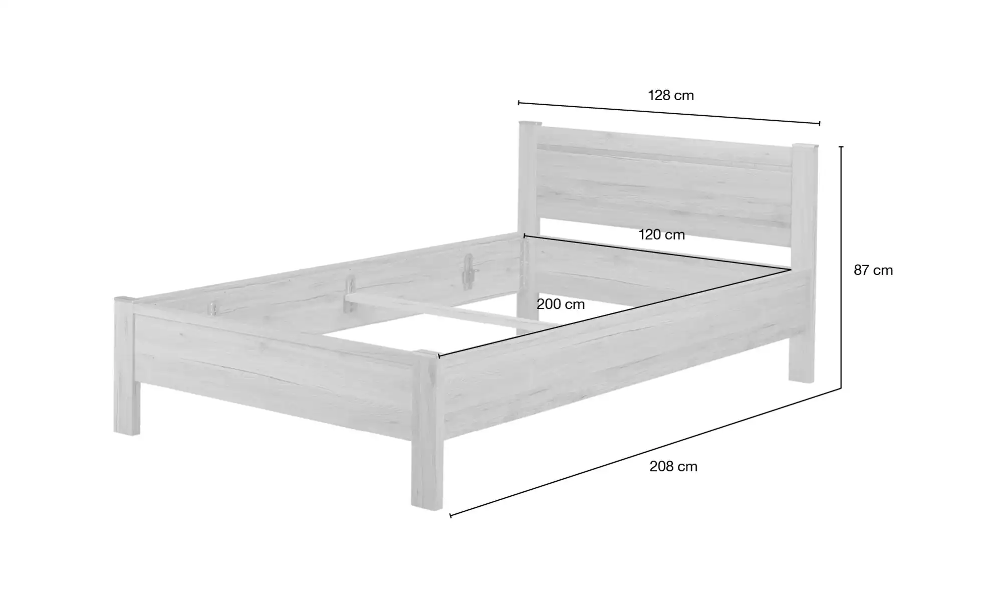 Bettgestell 120x200 - Eiche (Optik) Arne