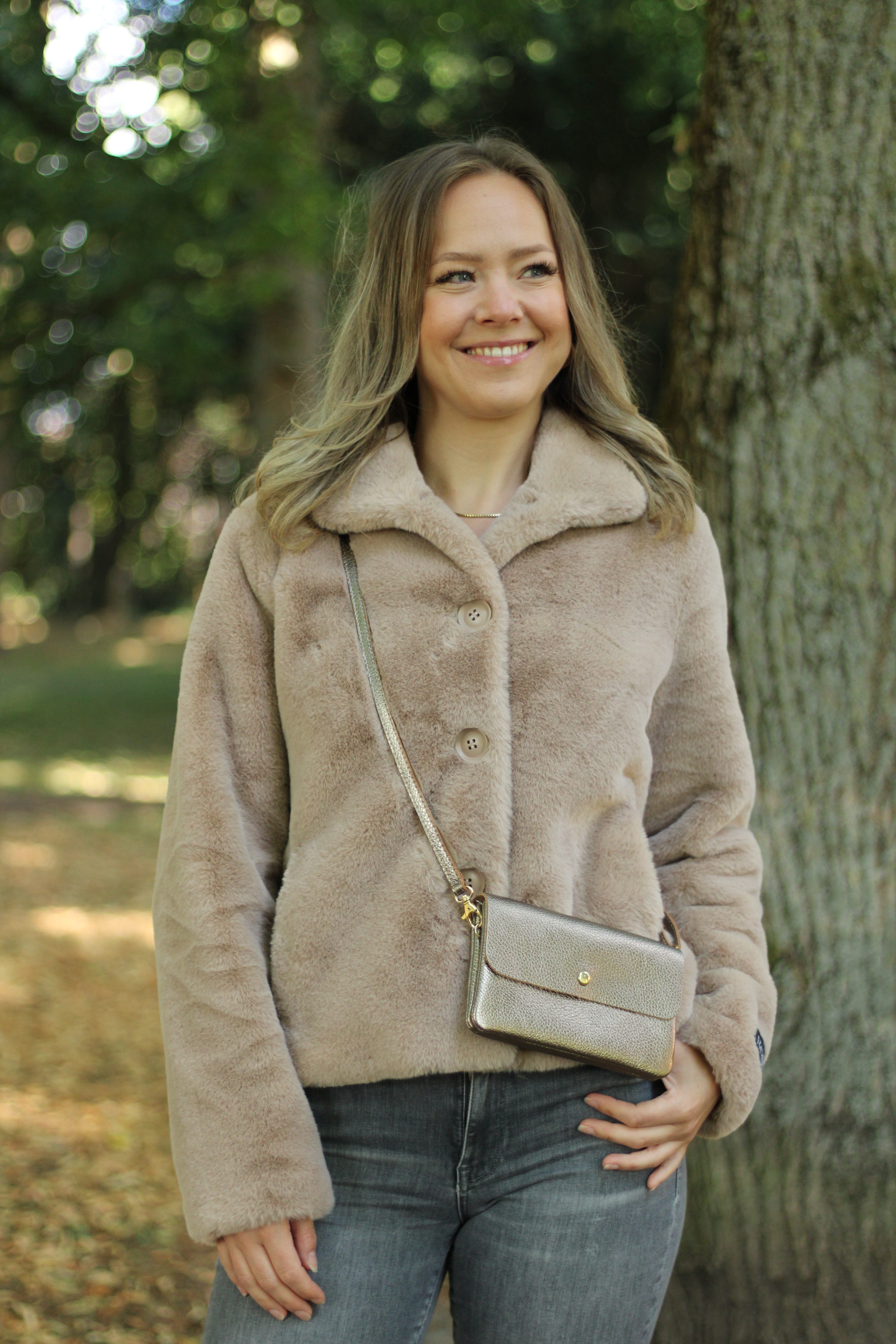 Rino & Pelle - Vie Single Breasted Fake Fur Jacket - Oat