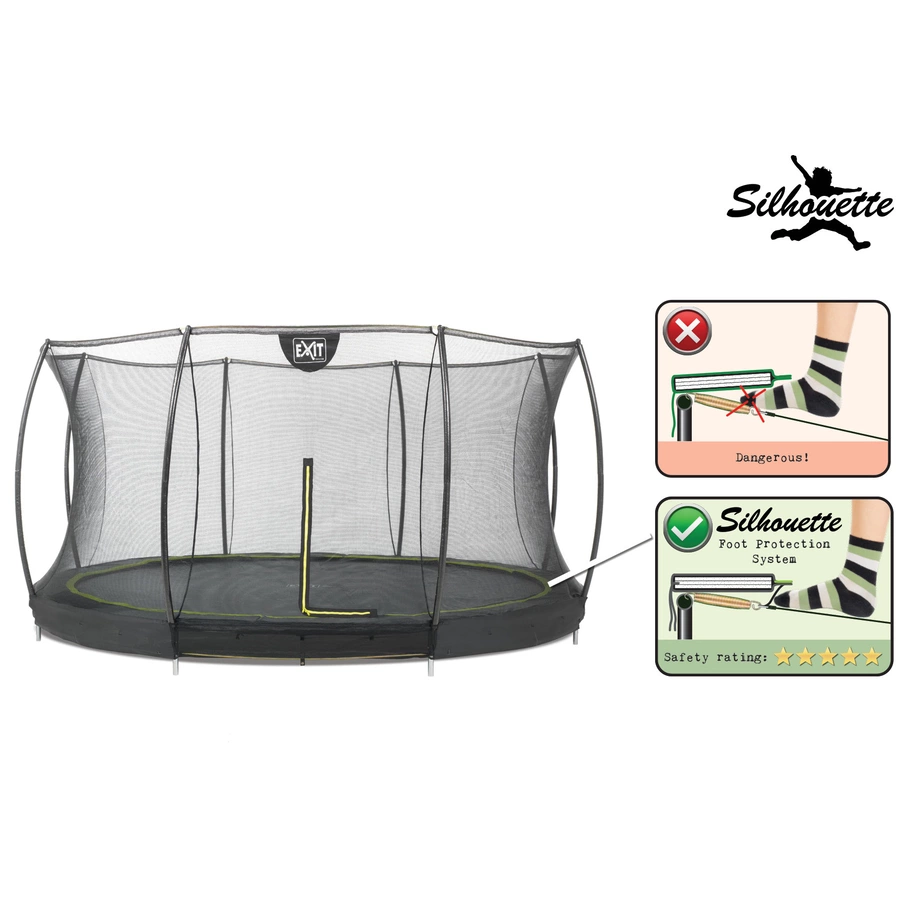 EXIT Bodentrampolin Silhouette ø366 cm mit Sicherheitsnetz - schwarz