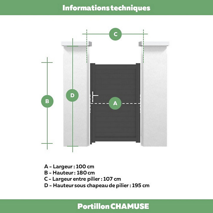 Portillon Jardimat battant aluminium Emagny noir - 100 x h.180 cm