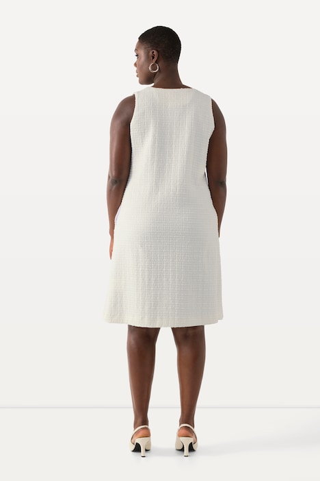 Bouclé-Kleid, A-Linie, V-Ausschnitt, ärmellos, Taschen