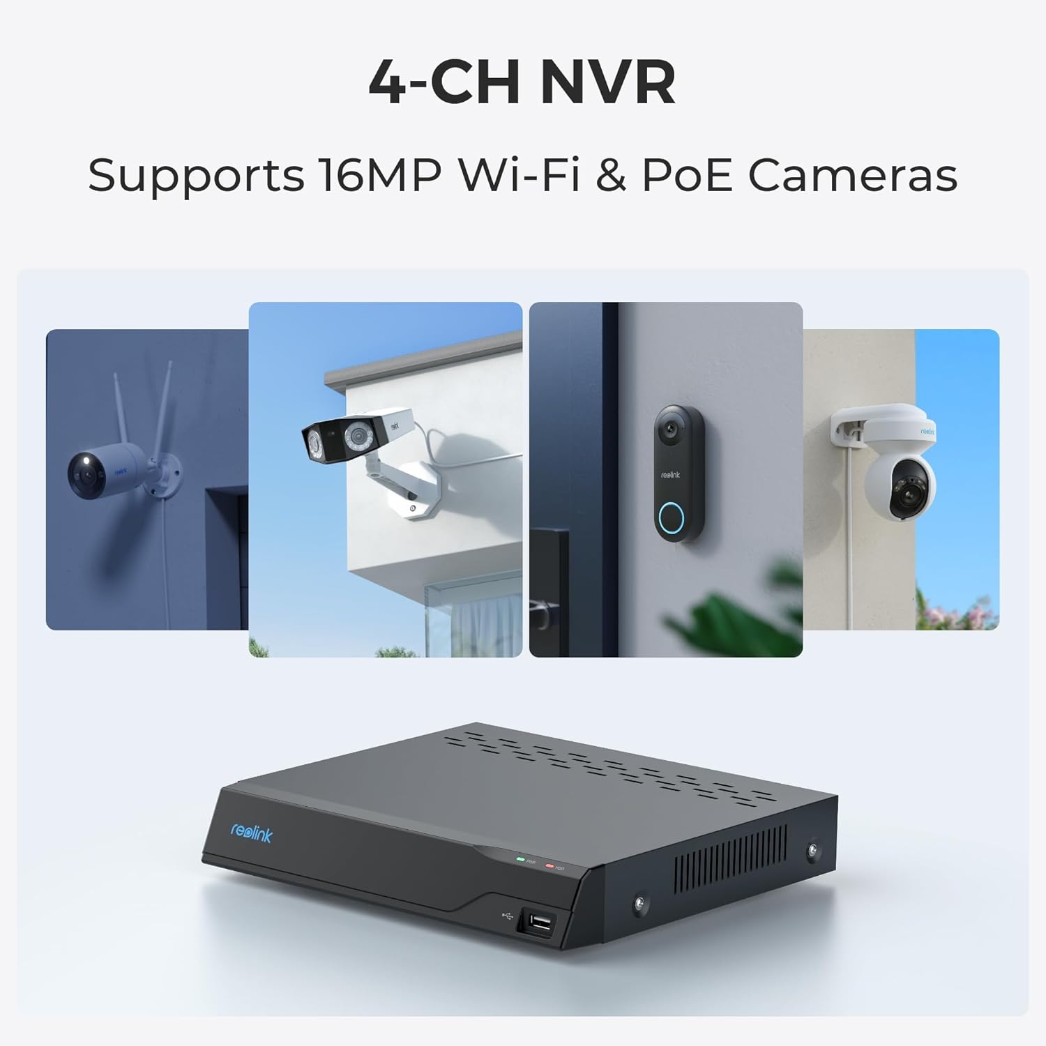 Reolink NVS4 4-K PoE Netzwerk 16MP 6TB Speicher Video Recorder