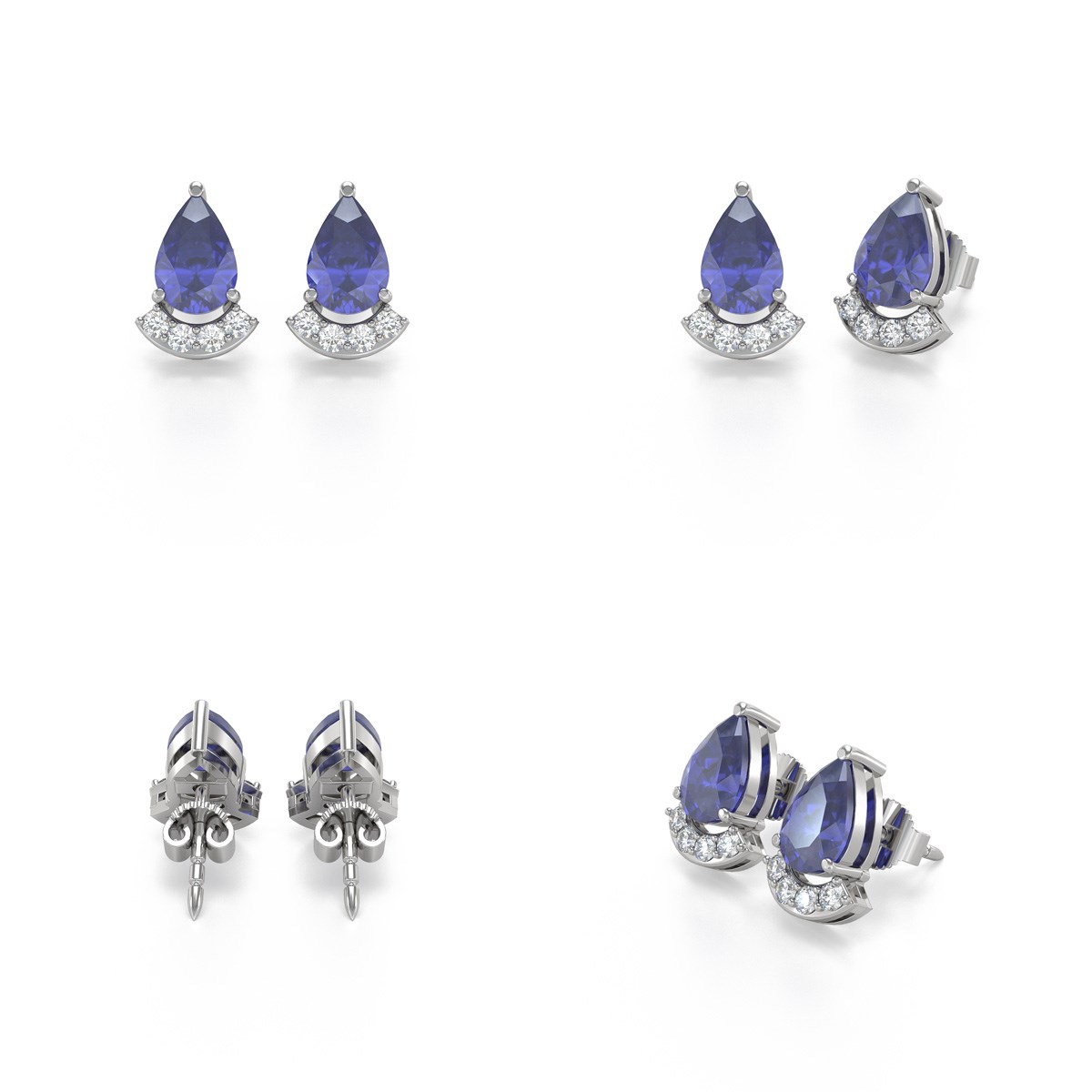 Boucles d'oreille Or Blanc Tanzanite et Diamants - Élégance Intemporelle | Aden