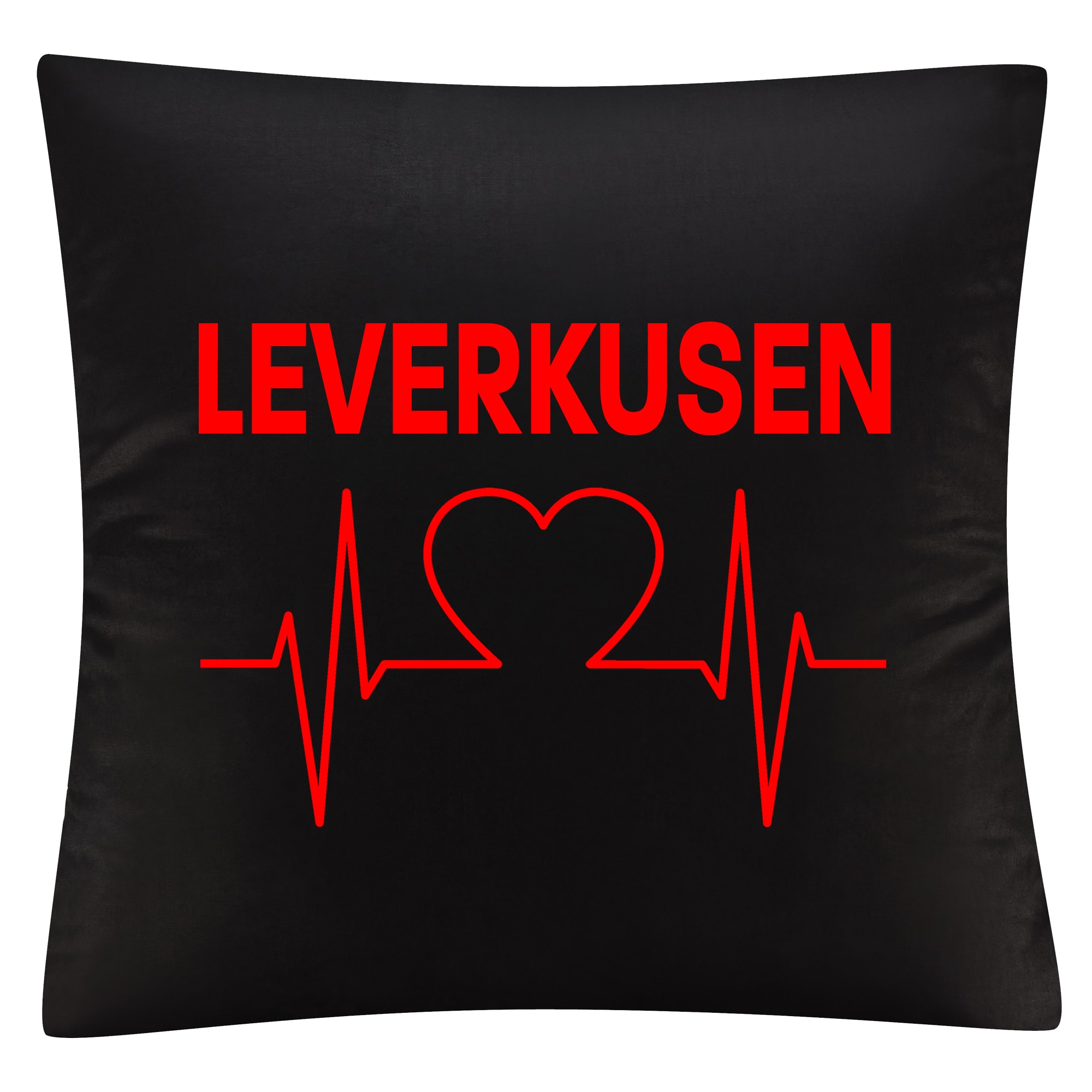 multifanshop® Kissenbezug - Leverkusen - Herzschlag - Druck rot