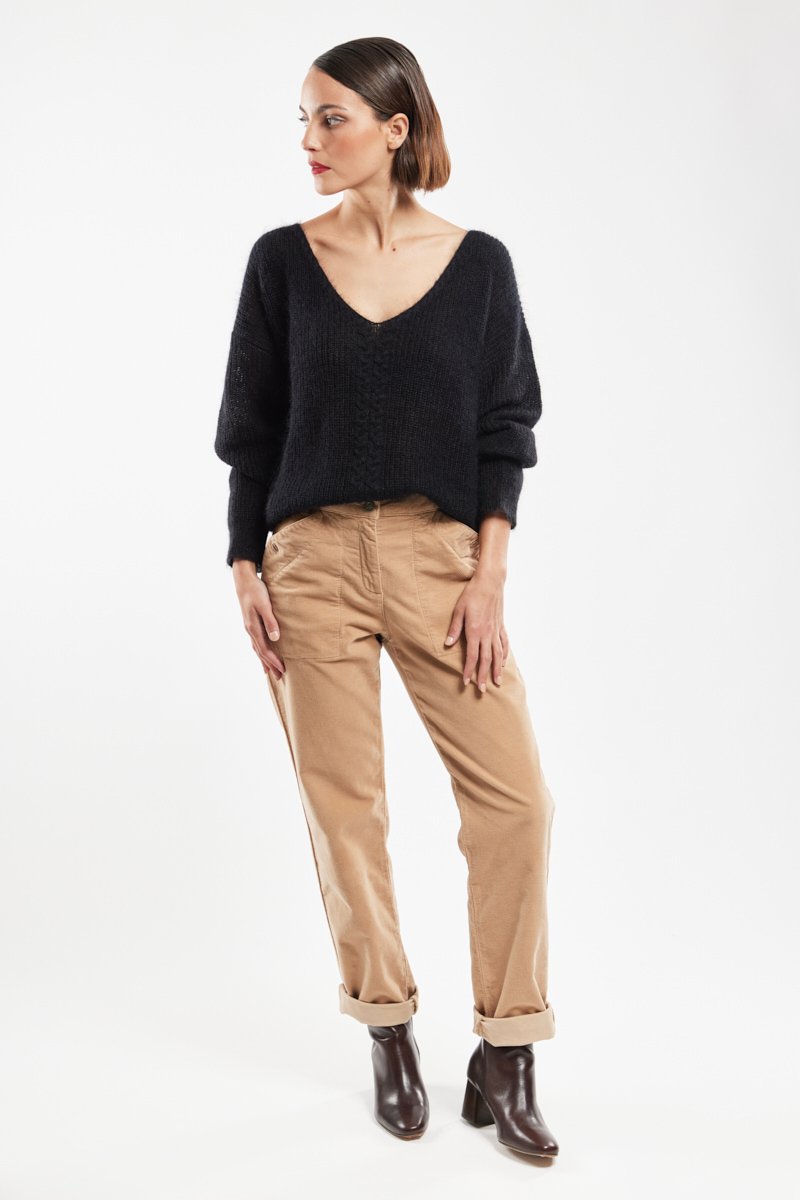 Pull maille torsadée - mohair et soie
