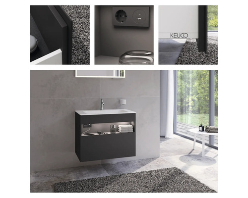 KEUCO Stageline wastafelmeubel met LED-verlichting, BxHxD 80 x 62,5 cm x 49 cm, frontkleur vulkanisch mat, 32862970100