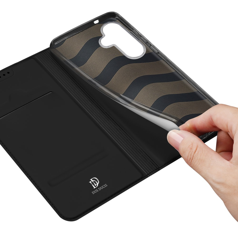 Samsung Galaxy S25 Flip Wallet Cover Leder Tasche - Schwarz