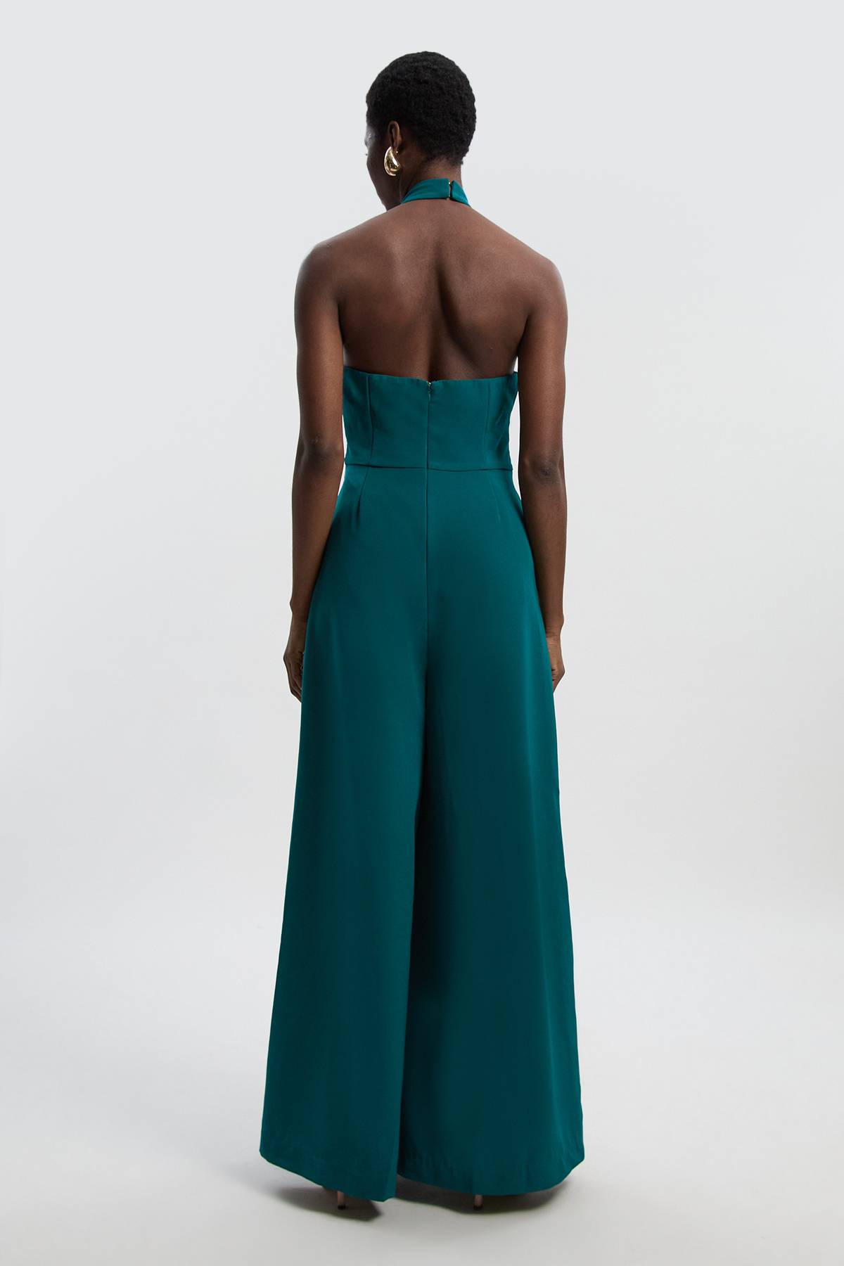 KarenMillen Combinaison Petite à Jambes Larges avec Détails de Finition Tailleur Souple