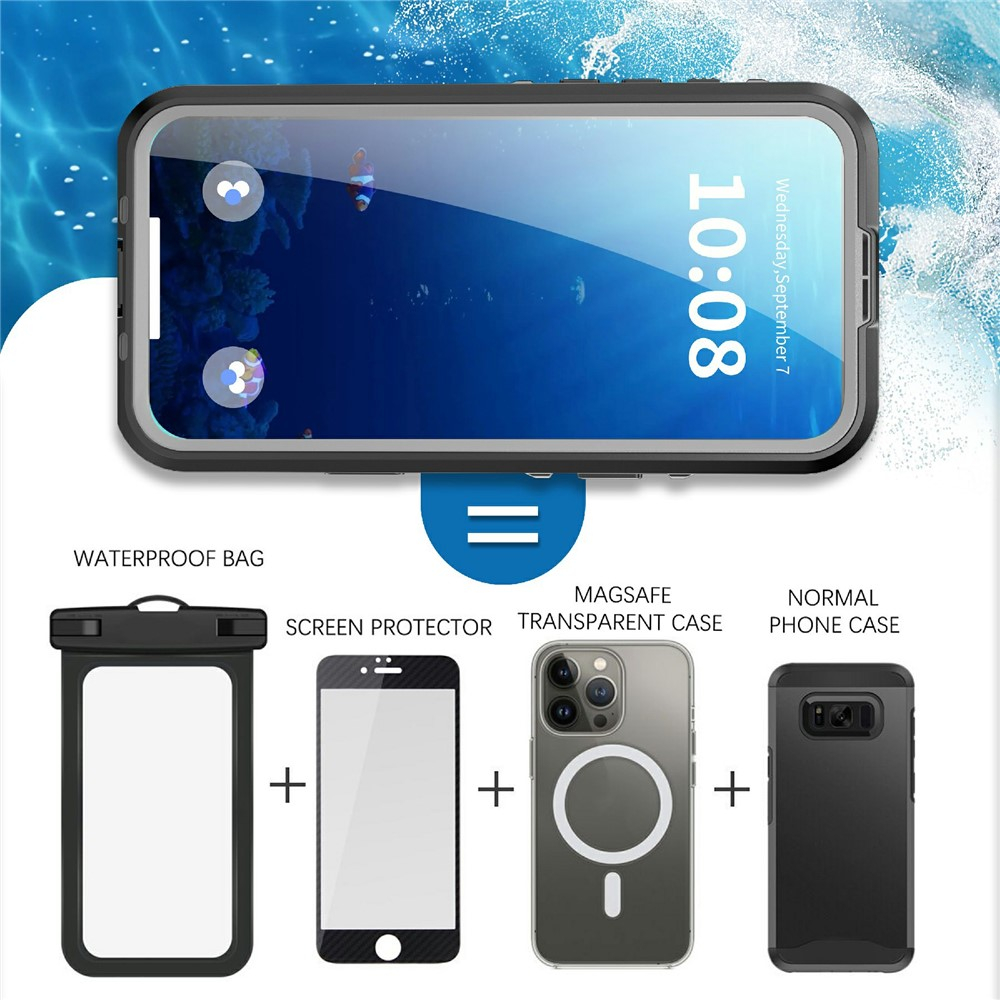 iPhone 17 Pro Max Wasserfeste MagSafe Outdoor Schutz Hülle (IP68) - Schwarz / Transparent