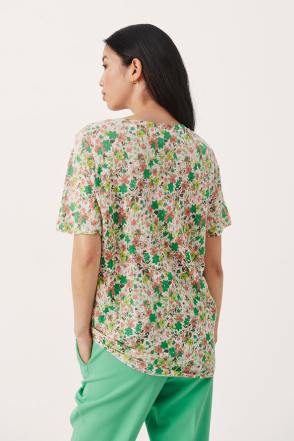Part Two NemiasPW TS - 100% Hør Green flower print