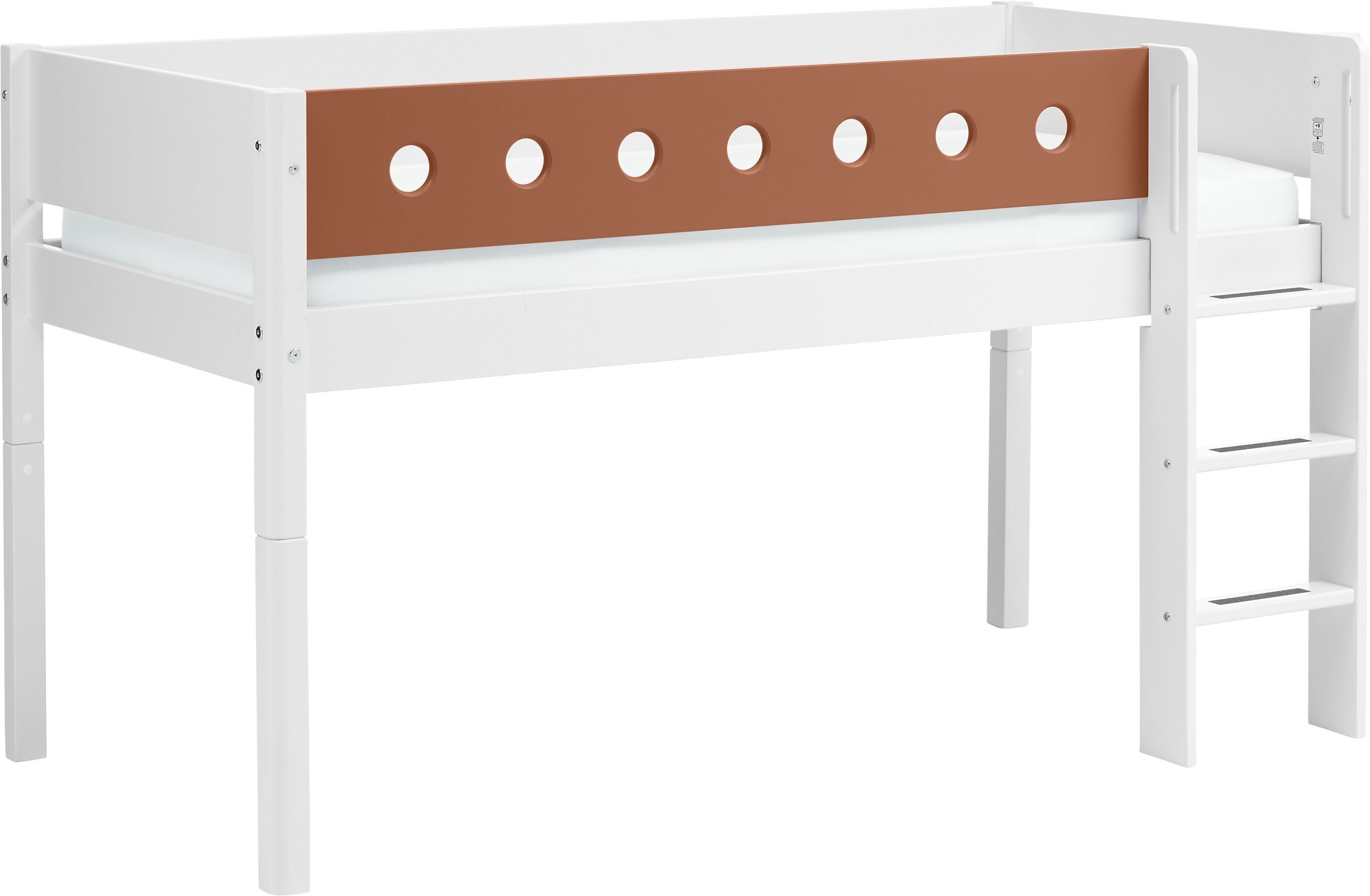 Flexa WHITE Halbhochbett - Rost / B: 109.0 cm x T: 210.0 cm x H: 120.0 cm