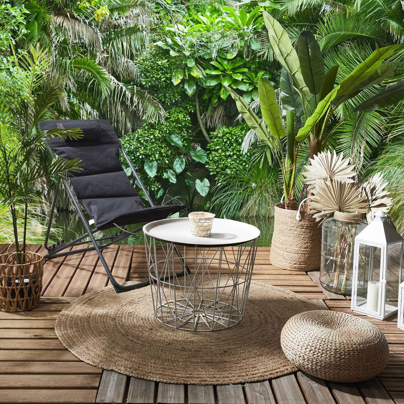 Home Deco Factory Table filaire taupe - 40x52.5x52.5 cm