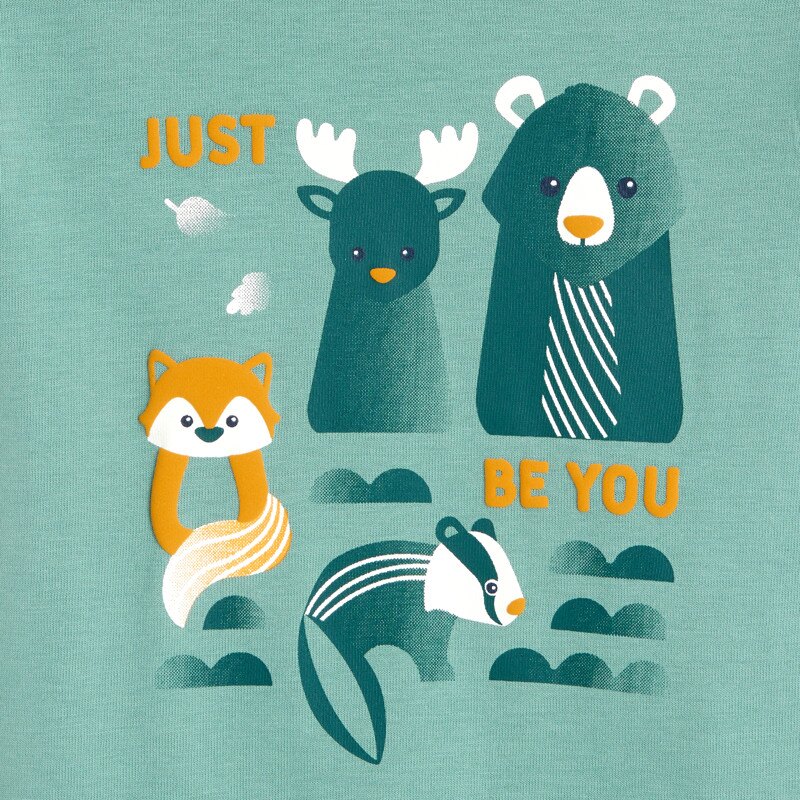 T-shirt animaux de la forêt vert bébé garçon Vert