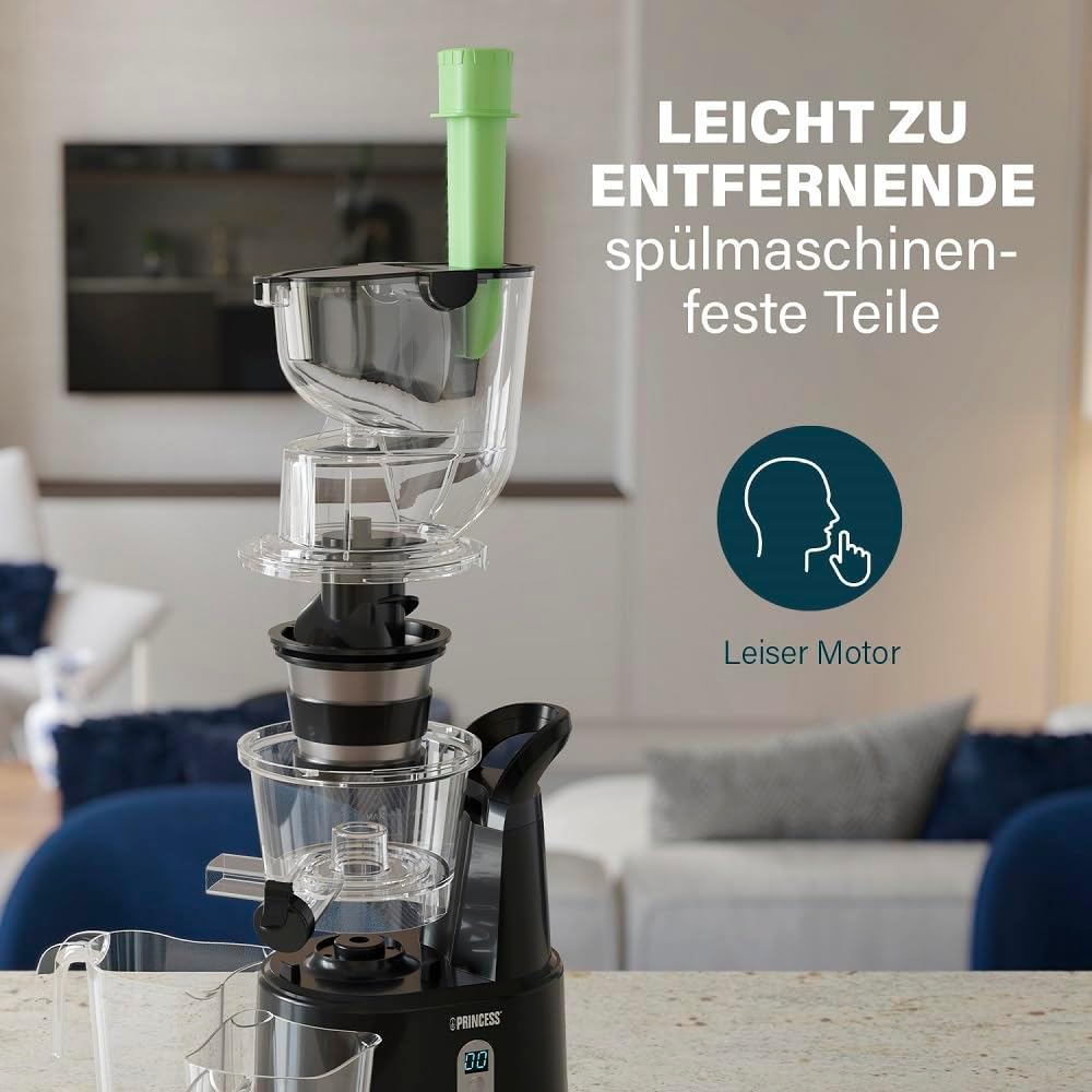 Princess 202045 Easy Fill Slow Juicer – Extra großer Fülltrichter – Hoher Saftertrag
