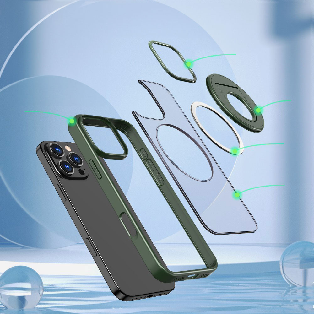 iPhone 16 Pro MagSafe Hybrid Hardcase Hülle mit Kunststoff Rückseite und TPU Bumper   Kickstand Aufsteller - Lila / Transparent