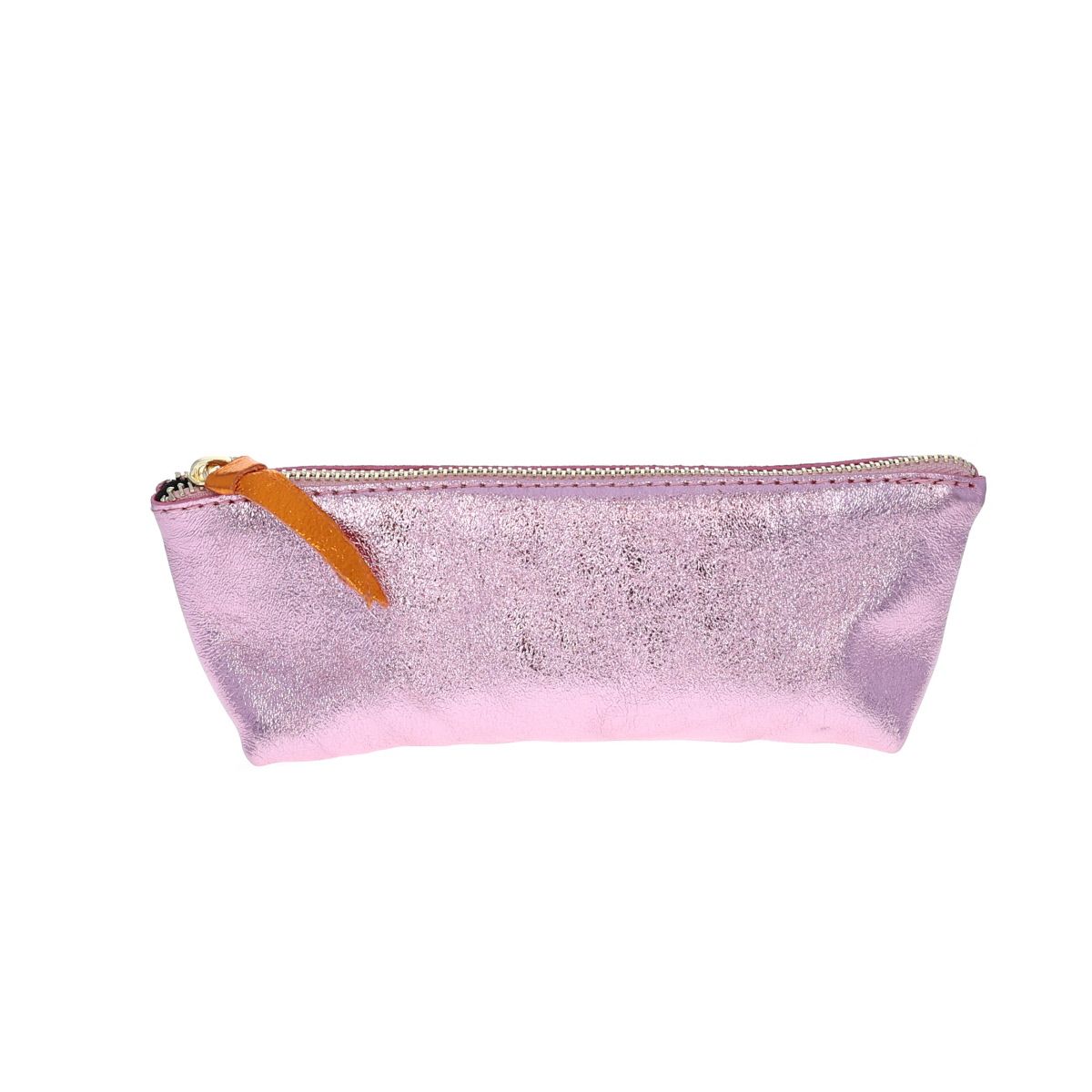 Trousse stylos en cuir rose pale