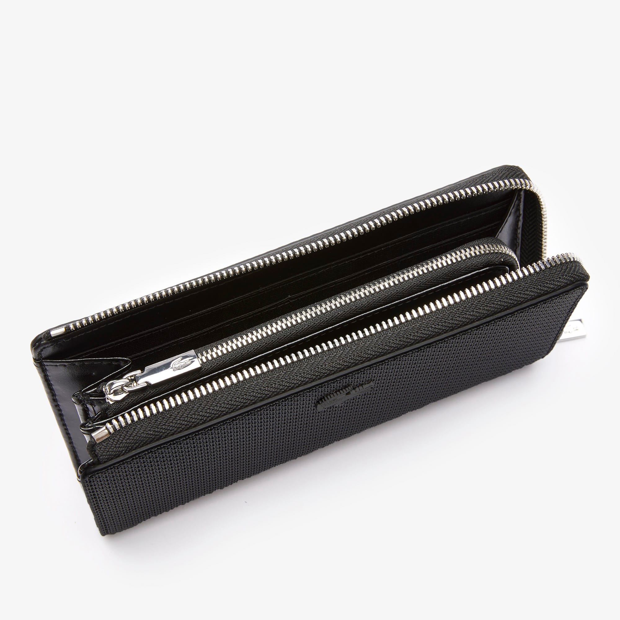 Portefeuille zippé unisexe Chantaco en cuir piqué mat Portefeuilles & Petite Maroquinerie - Noir - Lacoste - Unisex