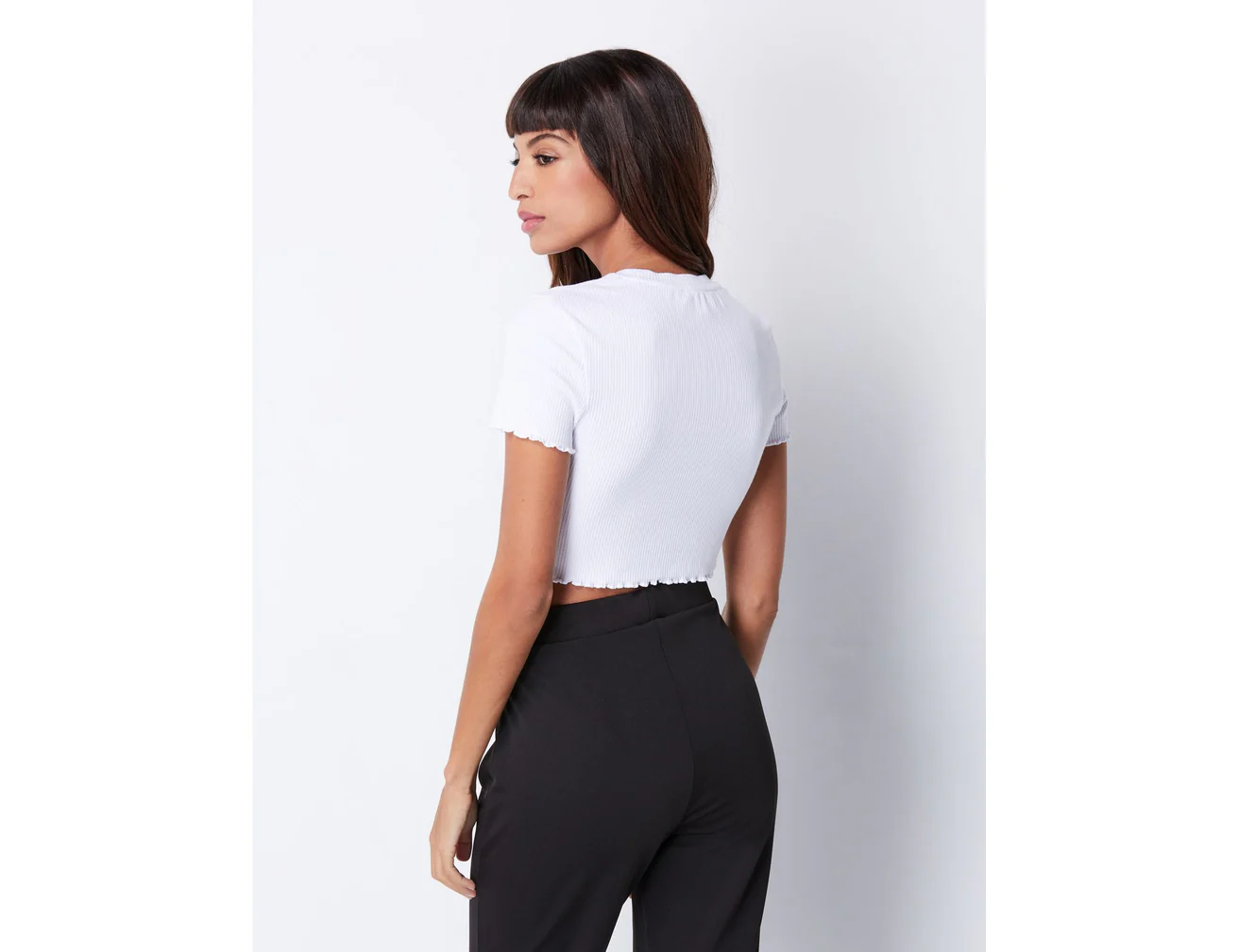 Crop top côtelé blanc