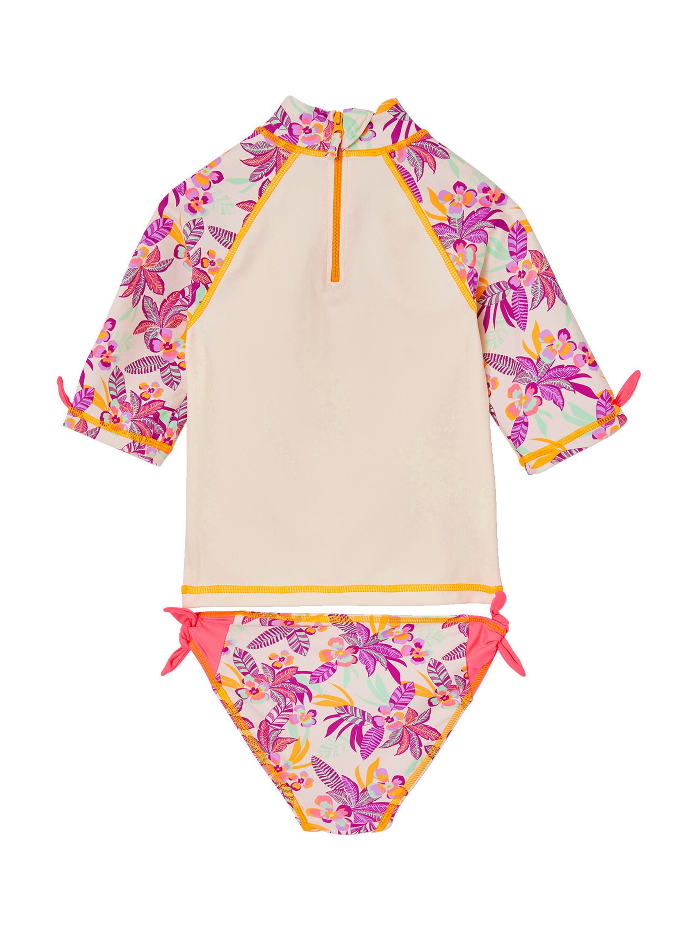 Vertbaudet Mädchen UV-Set: Shirt & Badehose wollweiß