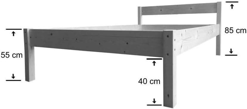Seniorenbett 200x200 mit Kopfteil H85/55 Doppelbett Bett Massivholzbett Holzbett 200 cm Komforthöhe Holz
