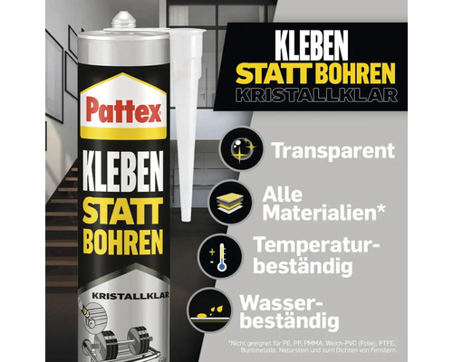 Pattex lijmen in plaats van boren montagelijm kristalhelder 290 g