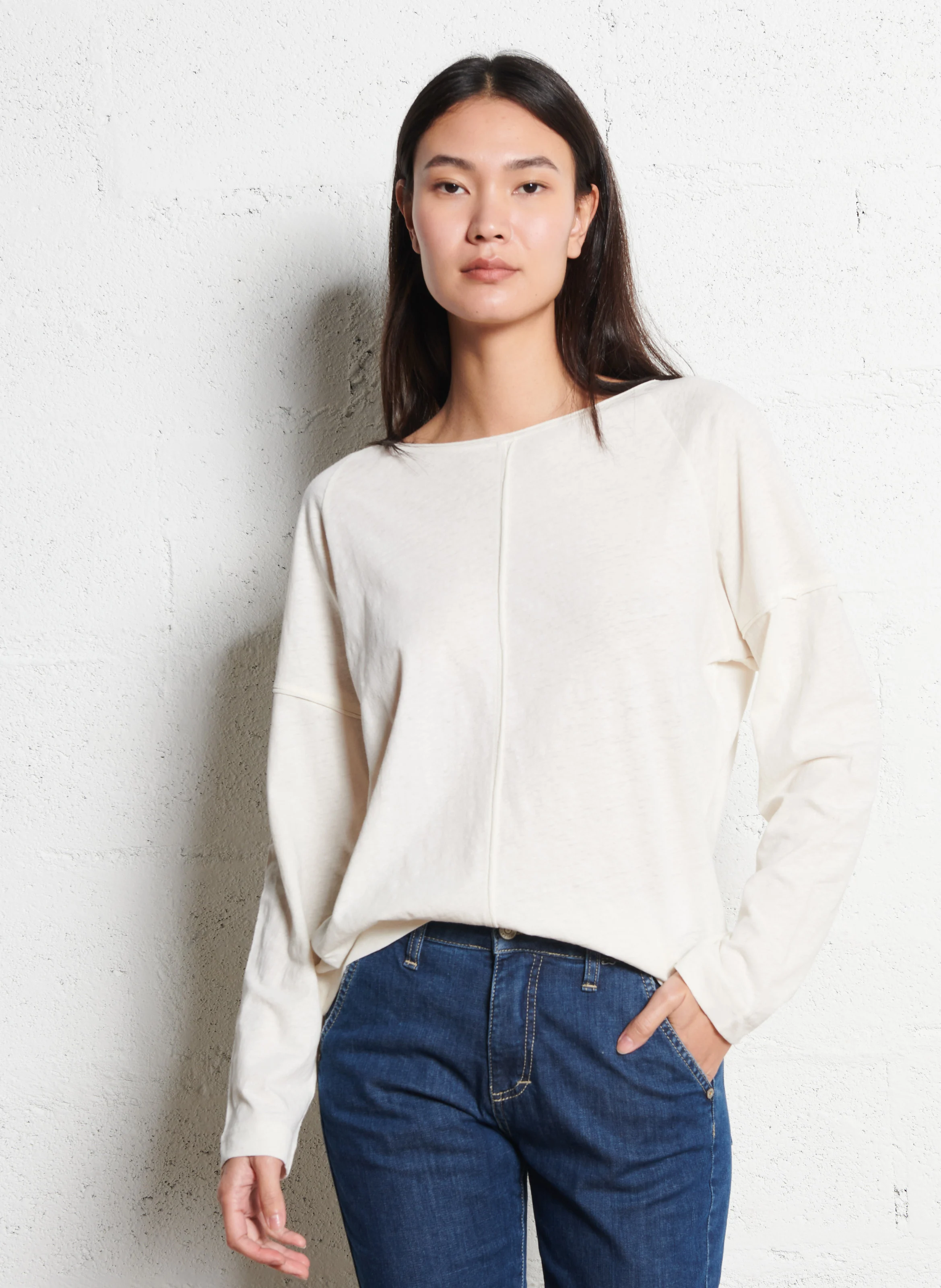 DAKOTA - Tee-shirt col bateau en coton mélangé | Blanc