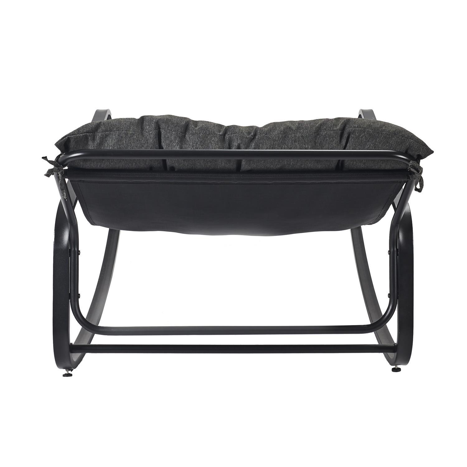 FAUTEUIL BASCULE MIAMI NOIR ET METAL 92X69X130CM
