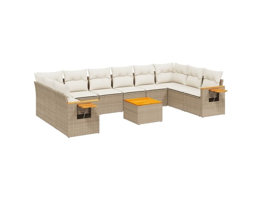 VIDAXL - Salon extérieur Salon de jardin 11 pcs avec coussins beige résine tressée