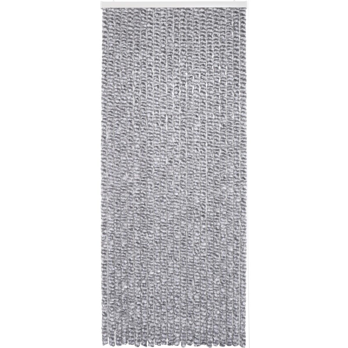 RIDEAU PORTE CHENILLE 90X210CM GRIS BLANC