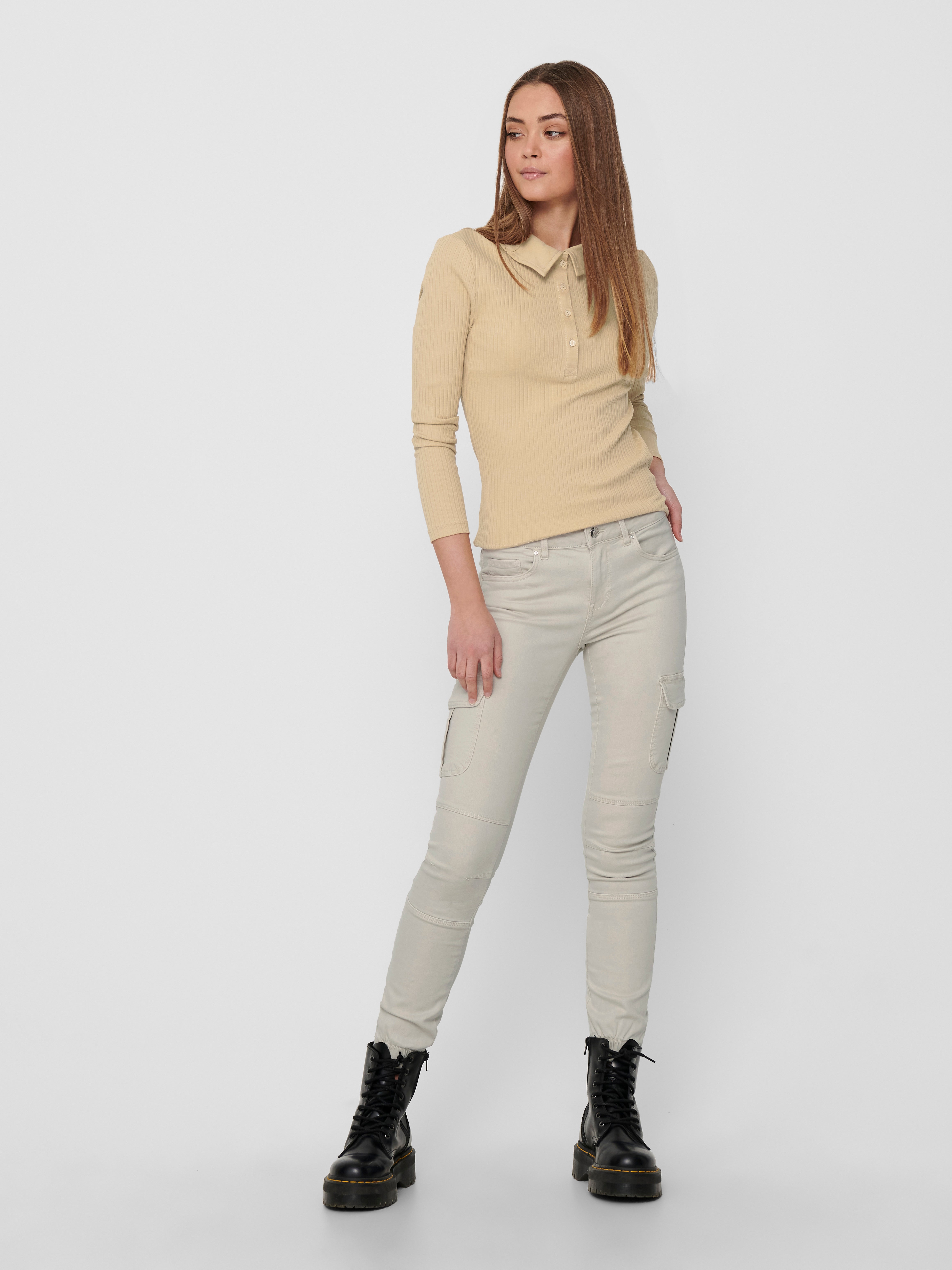 ONLMISSOURI Mittlere Taille Slim Fit Cargo-Hose Pumice Stone