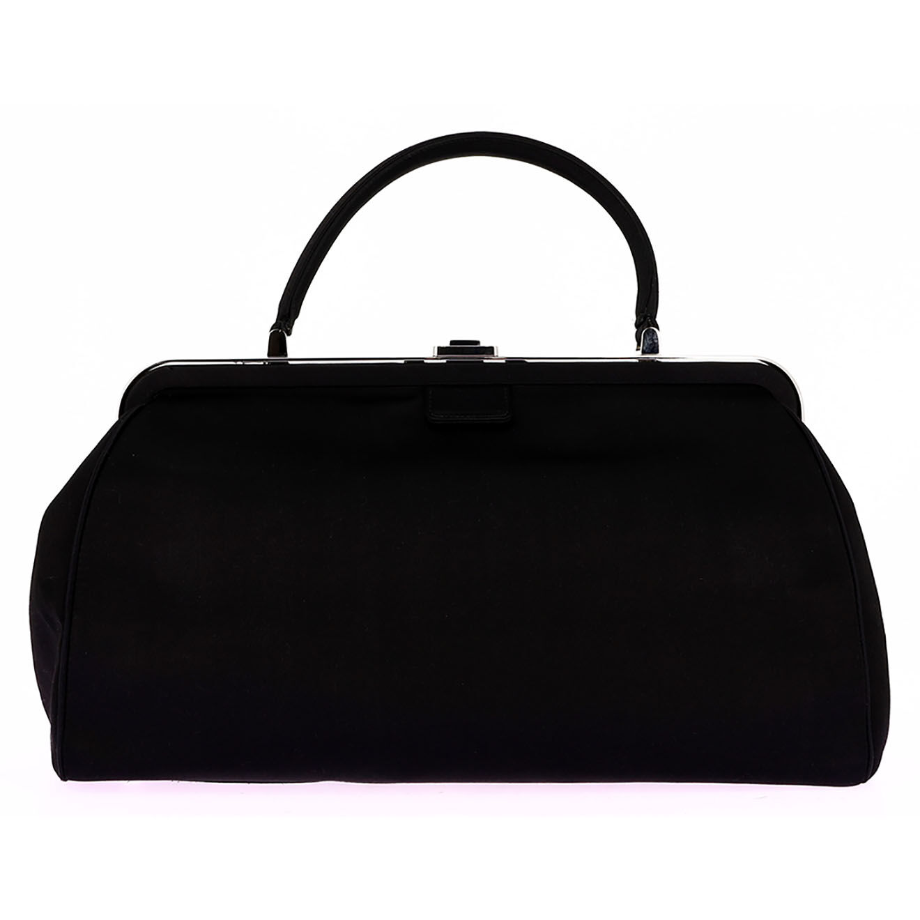 Prada Sac à main en Nylon satiné noir - Très bon état - L.36 cm