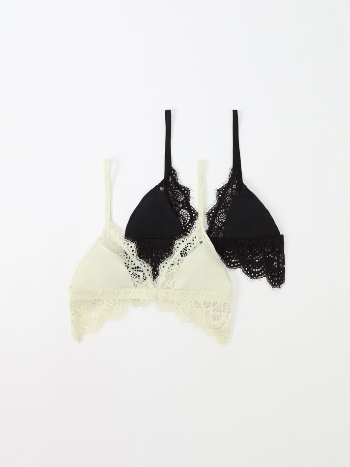 Conjunto com 2 sutiãs combinando - Preto