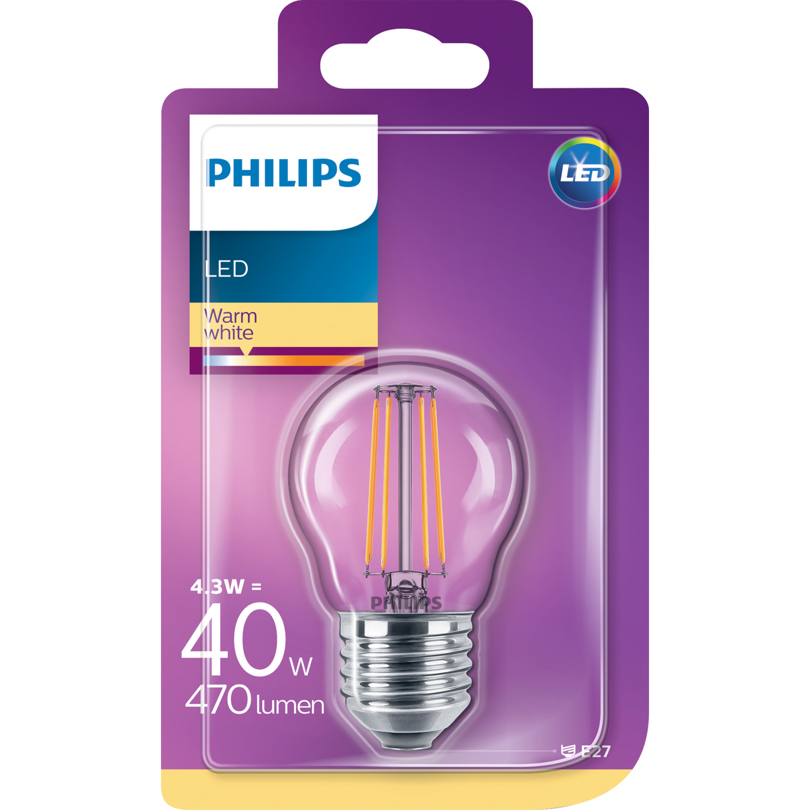 LED-LM Fila 1xE27 C P45 40W 470LM 2700K