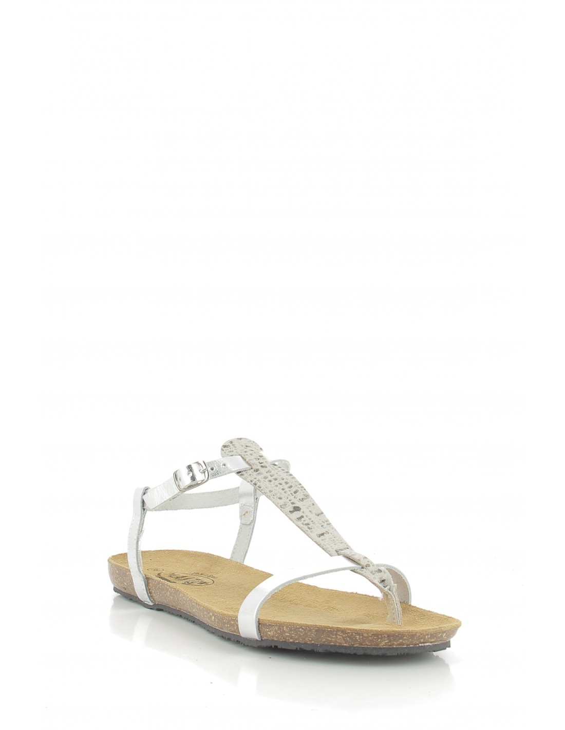 plakton Sandales femme mam zouk cuir argenté