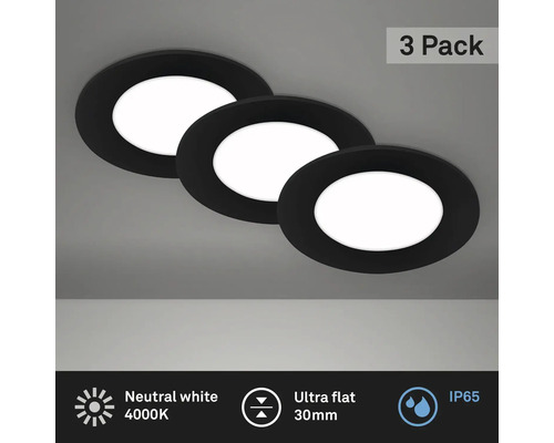 LED inbouwspots set, 3-delig, IP65, 3x3W, 3x350 lm, 4000 K, zwart, Ø 8,6/6,8 cm, 230V
