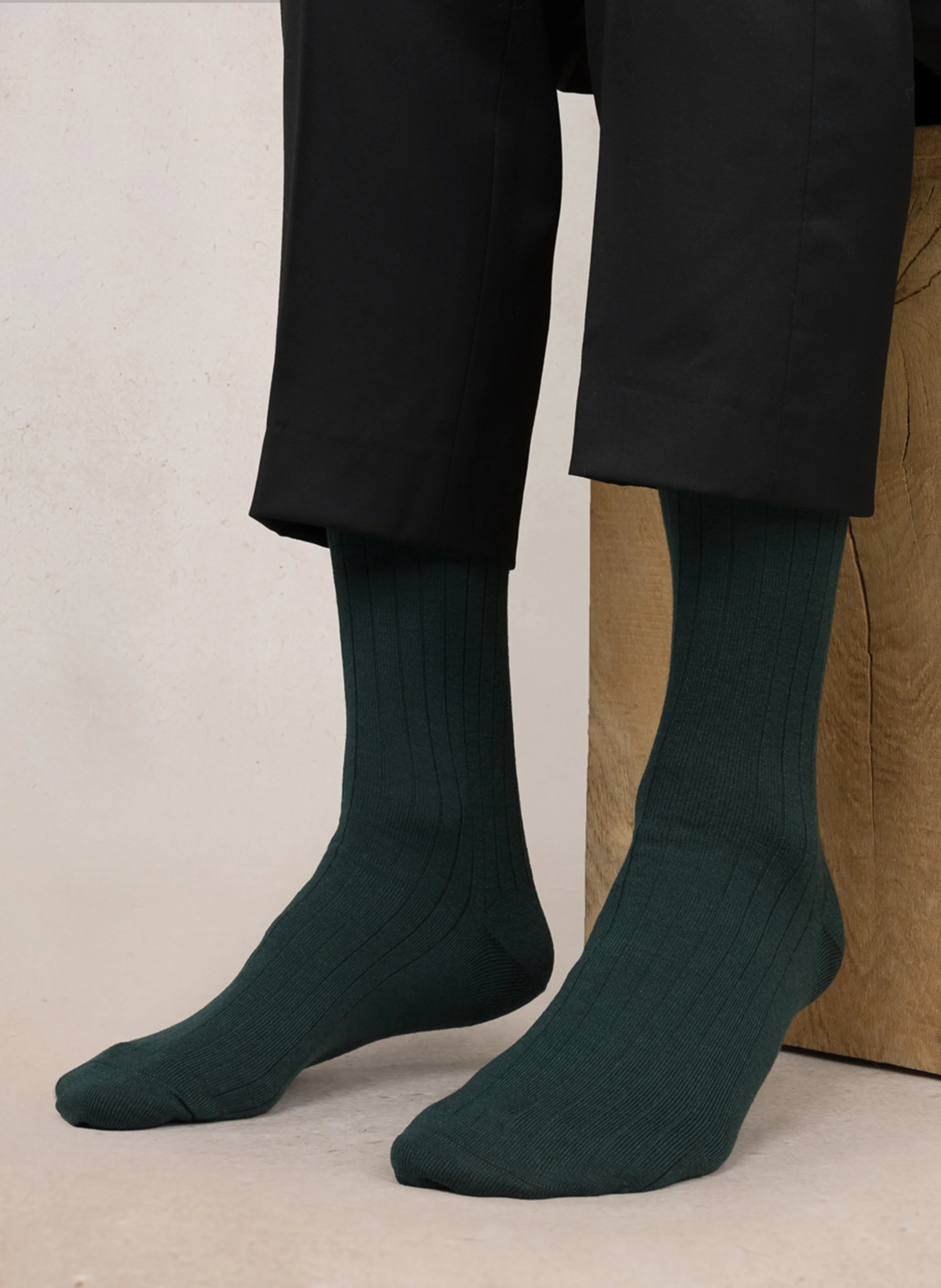 Chaussettes hautes en laine mélangée | Vert