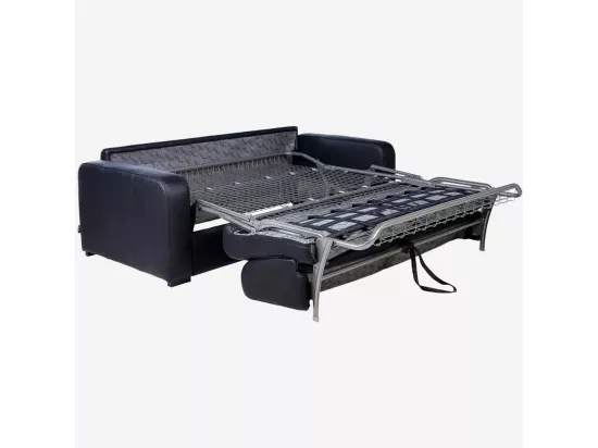 HABITAT - Canapé convertible 3 places - Couchage 160 cm - Matelas en mousse 14 cm - Cuir Noir - Porto