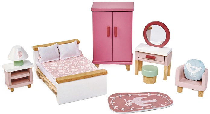 Puppenhaus-Möbel SCHLAFZIMMER 15-teilig