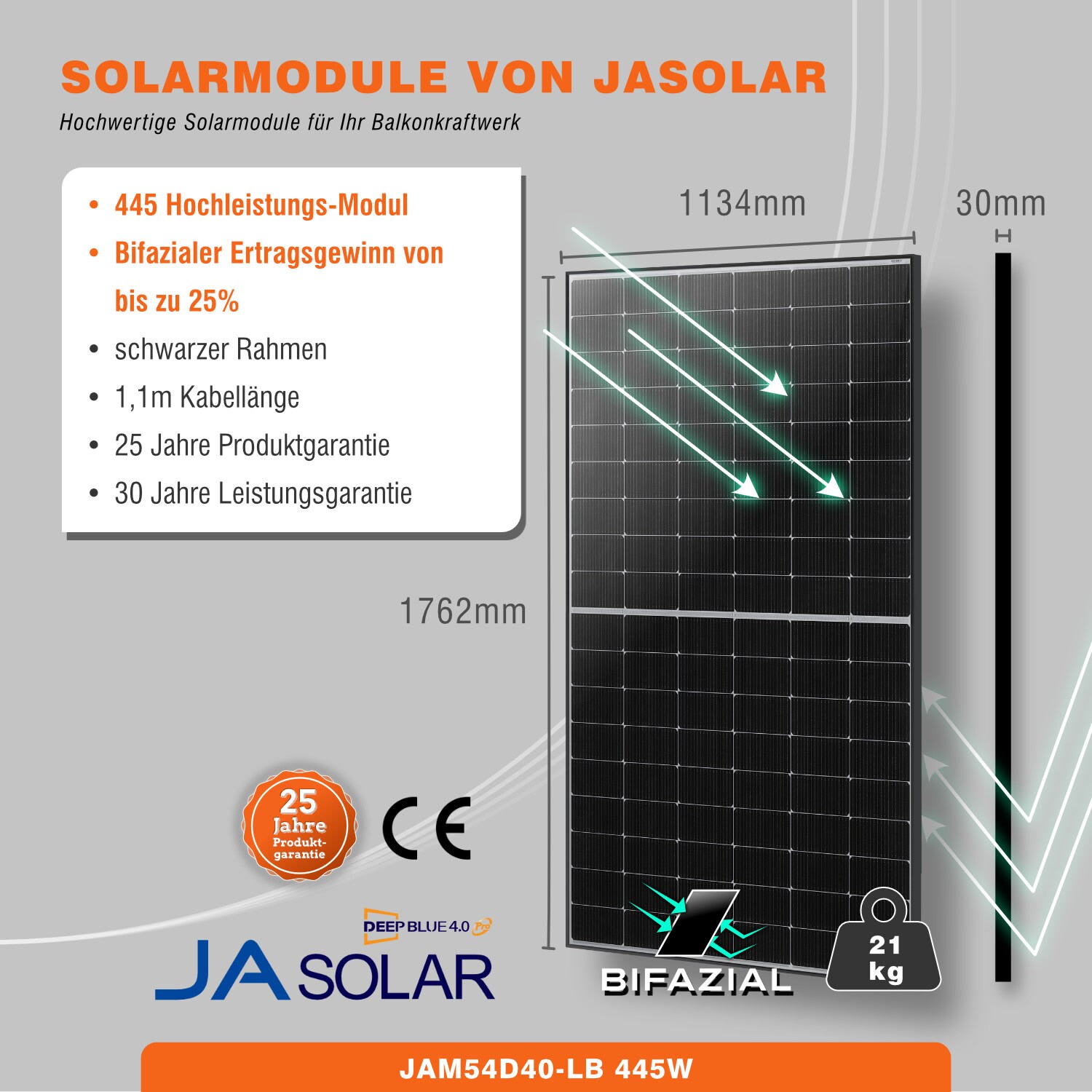 890W Balkonkraftwerk - bifaziale Solarmodule, Hoymiles HMS-800W Wechselrichter WiFi